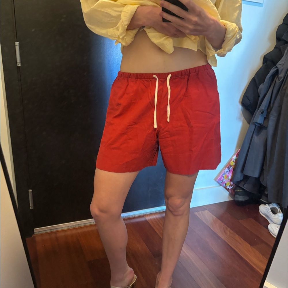 NWT Linen Red Drawstring Women's Shorts